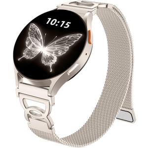 Adorve Slim Metal Strap Compatible with Galaxy Watch 7 Band, Galaxy Watch 8 Band, 6/5/4/FE/Pro/Classic/Active 2, 20mm Replacement Strap for Samsung Watch Bands for Women with Unique Design (Starlight)