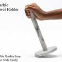 White Marble Paper Towel Holder 12.5" Deluxe Upright Towel Dispenser for Kitchen, Heavy Duty, Solid Standup