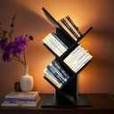 Small Bookshelf with Liting,5-Tier Wood Black Bookshelf,Desktop BookShelf, 23.6"tall | 5-Tier