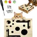 Cat Scratch Puzzle Enrichment Box, Cats Nail File Enrichment Box with Sandpaper Inside, Stress-Free Alternative to Trimming Nails, Puzzle Feeder Cat Toys Interactive for Indoor Cats Nail Scratcher (Large)
