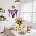He is Risen Easter Decor, Wooden Cross Wall Hanging Sign with Purple Sash, White Lilies & Dove, Farmhouse Christian Home Decor for Front Door, Wall, Mantel - Easter Gift Idea
