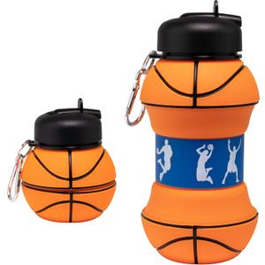 Maccabi Art Clip-On Collapsible BPA-Free Silicone Basketball Water Bottle for Kids, 18 Oz. Size