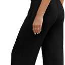 WIHOLL Lounge Sets for Women 2 Piece Vacation Outfits Short Sleeve Tops with Side Ruched Wide Leg Pants Matching Sets (Black, S)