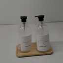 Laundry Detergent Dispenser - Fabric Softener Liquid Dispenser for Laundry Room - 64oz Plastic Soap Dispenser, Waterproof Labels, Collapsible Funnel, Extra Labels, Measuring Cup&Bamboo Tray - Set of 2