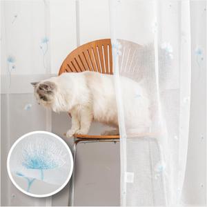 NHNHN Embroidered Sheer Voile Curtains 2 Panels Set, Rod Pocket, Light Filtering White Sheer Curtains for Living Room Bed Room (Dandelion in Fantasy - NO.401, 52W x 84L) (52"W x 84"L (Pack of 2), 401 - Rod Pocket | Dandelion in Fantasy)