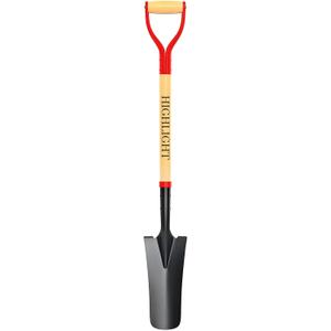HIGHLIGHT 45-Inch Spade Shovel for Digging, Heavy Duty Transplanting & Drain Spade with Steel D-Grip and Wooden Handle, Lightweight Sharp Shooter Trench Shovel for Gardening
