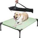Soft Mesh Elevated Pet Bed for Large Medium Dogs Outdoor Resting Cot with Water-Resistant, Air-Permeable, Cooling and Anti-Skid Portable Dog Bed, Up to 80 lbs, 33.3" L x 25.2" W x 6.9" H, Green