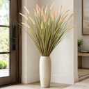 17 Pcs 4ft Large Artificial Cattail Reed Grass Artificial Indoor Outdoor Fake Plant Stems Faux Floor Grass Bohemian Plants for Home Living Room Bedroom Corner Housewarming Gift- No Pot