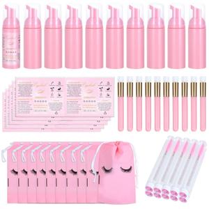 50 Pcs Lash Shampoo Bottle Brushes Set (Pink)