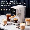 Home Espresso Machine with Milk Frother, 1350W Compact Touchscreen Espresso Coffee Maker for Cappuccino & Latte, Adjustable Temperature & Custom Shot Volume, 40oz Removable Water Tank, White