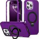 Compatible with iPhone 16 Pro Case 6.3''with Magnetic Ring Stand [Military Drop Protection][Compatible with Mag-Safe] Shockproof 16 Pro Phone Case for Men Wowen,Purple