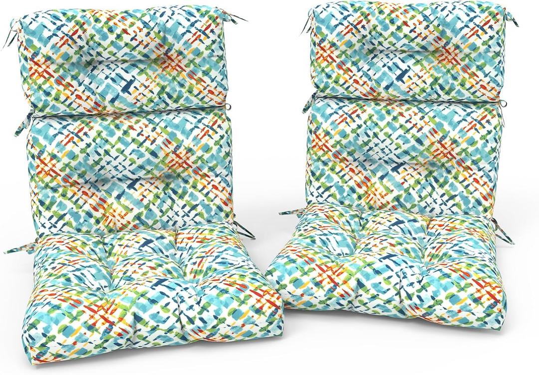Outdoor High Back Patio Chair Cushions, Tufted Rocking Chair Cushions, Adirondack Cushions for Garden Porch Home Office Chairs Use, 44 x 22 x 4, 2 Pack,Acapa Opal Geometric