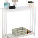 Slim Console Table - 39in x 11.8in Narrow Entryway Table - 2-Tier Sofa Table with Open Storage Shelf - Console Tables for Entryway, Hallway, and Foyer - Living Room Furniture by Lavish Home (White)