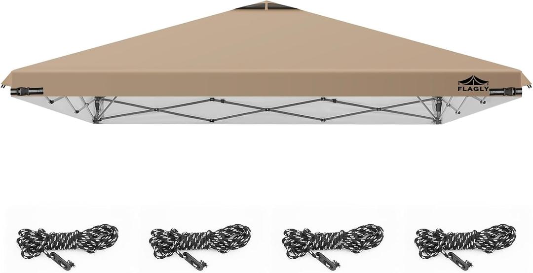 10x10ft Replacement Canopy Top with Air Vent, Waterproof & UV Protection Canopy Tent Top Cover for Straight Leg Canopy Frame - for Outdoor, Patio, Event, Trade Show (Khaki, 10x10ft)