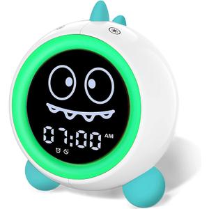 Kids Alarm Clock, Toddler Sleep Training Clock with Night Lights, Sound Machine, Time to Wake Dinosaur Alarm Clock for Children, Gift Ideas for Kids Toddler Boy Girl (Green)