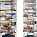 6-Tier Stackable Closet Organizers and Storage Shelves, Closet Shelf Organizer Basket Bins, Foldable Sweater Storage for Clothes Organizer System, BlackPatent Pending