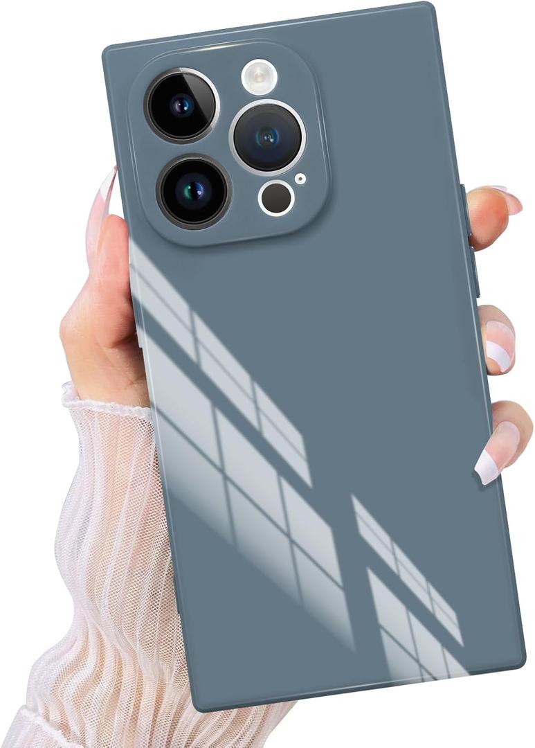 PSIOXY Compatible with iPhone 15 Pro Case Rectangle for Women Men, Soft TPU Shockproof Full Lens Protection, Works with Magnetic Wireless Charging Cover Phone Case for iPhone 15 Pro Gray