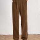 PRETTYGARDEN Women's Pants Dressy Casual 2025 Fall Elastic High Waisted Work Office Corduroy Trouser Slacks with Pockets (Brown)