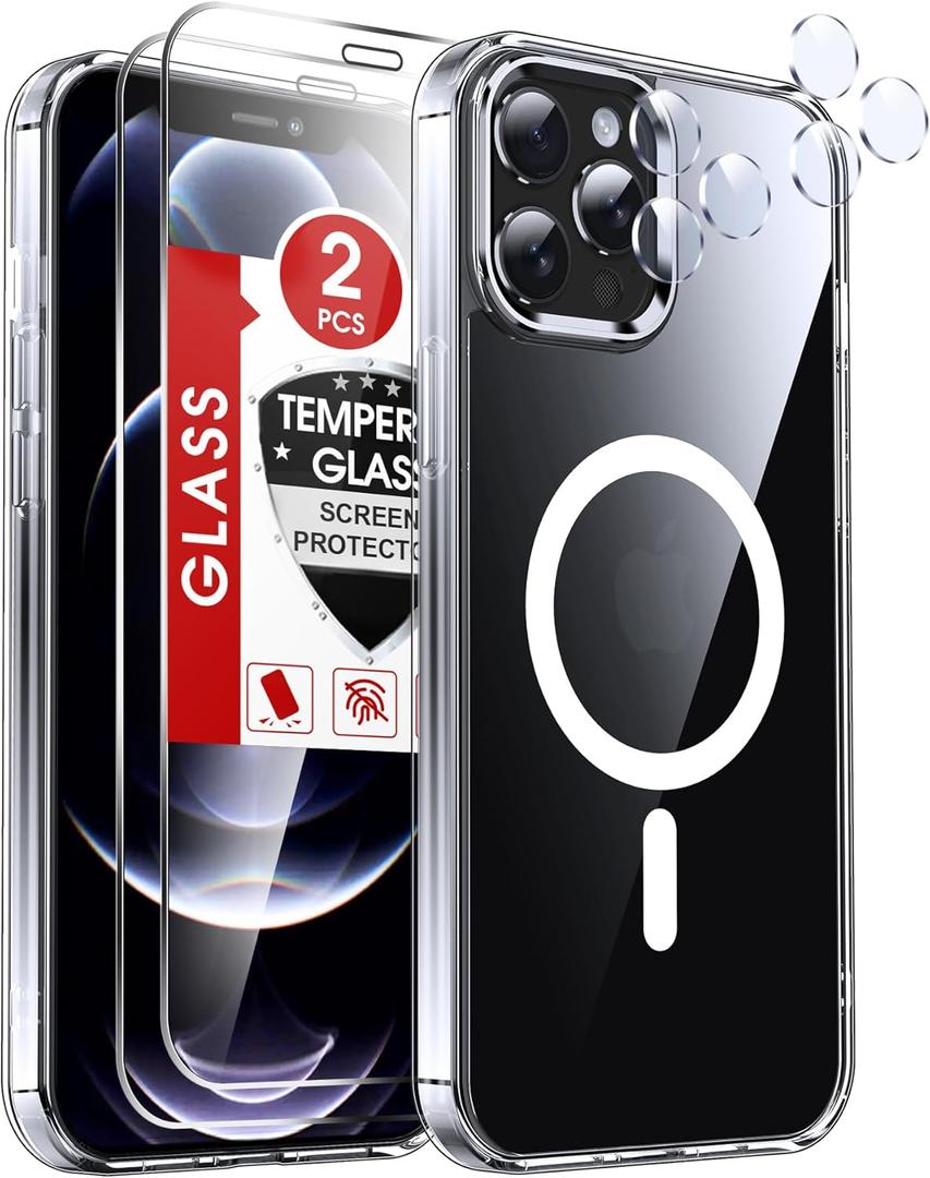 LeYi for iPhone-12-Pro-Max Case Clear: Compatible with Magsafe[ Screen Protector X2+ Camera Cover X2] iPhone12 Promax Cases Funda para i 12Pro Max Magnetic Protective Heavy Duty Slim, Transparent