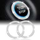 LivTee 1 PCS Crystal Double Rhinestone Car Engine Start Stop Decoration Ring, Bling Car Interior Accessories for Women, Push to Start Button Cover Sticker, Automotive Decals, White