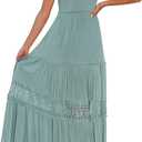 ZESICA Women's 2026 Summer Boho Maxi Dresses Strapless Off Shoulder Lace Flowy A Line Beach Vacation Long Sundress Sage, Large
