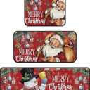 Christmas Door Mats Outside, Christmas Rugs for Living Room Santa and The Snowman Winter Christmas Kitchen Decor Washable and Non-Slip Christmas Mats for Front Door Set of 3 with a Mouse Pad
