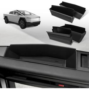 BestEvMod 4PCS Front&Rear Door Handle Storage Organizer Compatible with Tesla Cybertruck 2025 2024 Interior Inner Door Side Organizer Insert Tray Box with PVC Trim Lines Injection Molded (Upper)