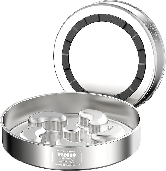 Slow Feeder Dog Bowl, Double Wall Food-Grade Stainless Steel, Heavy Duty with Non-Slip Rubber Base, 2.5Cups Capacity for Medium Large Dogs to Slow Down Eating