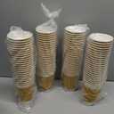 BYSNOW 100 Pack 12 oz Coffee Cups, Disposable Insulated Hot Cups To Go Paper Coffee Cups, Corrugated Ripple Wall Cup for Hot Drink, Office, Coffee Bar (Champagne 12 oz)
