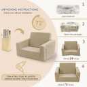 Toddle & Kids Chair,2-in-1 Soft Toddler Couches that Fold Out,Toddler Chairs Comfy 1-3 Years Old,Convertible Sofa to Lounge,Beige