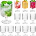 12Pcs Vintage Ribbed Wine Glasses, 6.8 oz Origami Style Goblet Glasses, Clear Short Stem Water Goblets, Cocktail Glasses Glassware for Iced Tea, Beer, Juice, Whiskey, Party