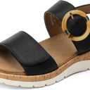 UBFEN Women's Flat Sandals - Comfortable Arch Support Low Wedge Walking Sandals for Summer, Beach, Vacation, Travel, Size 43