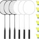 Badminton Rackets Set with 6 Shuttlecocks, Lightweight Badminton Set of 6 for Outdoor Backyard Games, Racquets with Durability for Beginners and Casual Players