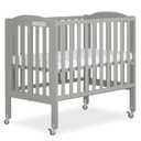 Dream On Me 2-in-1 Portable Mini Crib, Non-Full Size Baby Crib for Small Spaces, 2 Mattress Heights, Compact Travel Design, Includes Mattress, GREENGUARD Gold & BSA Certified, Cool Grey