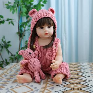 Lifelike Reborn Baby Dolls 22 Inch Reborn Baby Dolls Silicone Full Body Girl Crochet Knit Bear Doll with Matching Hat and Outfit, Pink, 55cm Reborn Toddler Dolls Boys Girls Toys & Gifts
