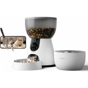 ARENTI Smart Automatic Cat Feeder and Water Fountain, 4L Pet Feeder Cat Food Dispenser with Camera, Dual Power, App Control, Live View & Night Vision, Meal Call, Hygienic Water Flow, Desiccant Bag