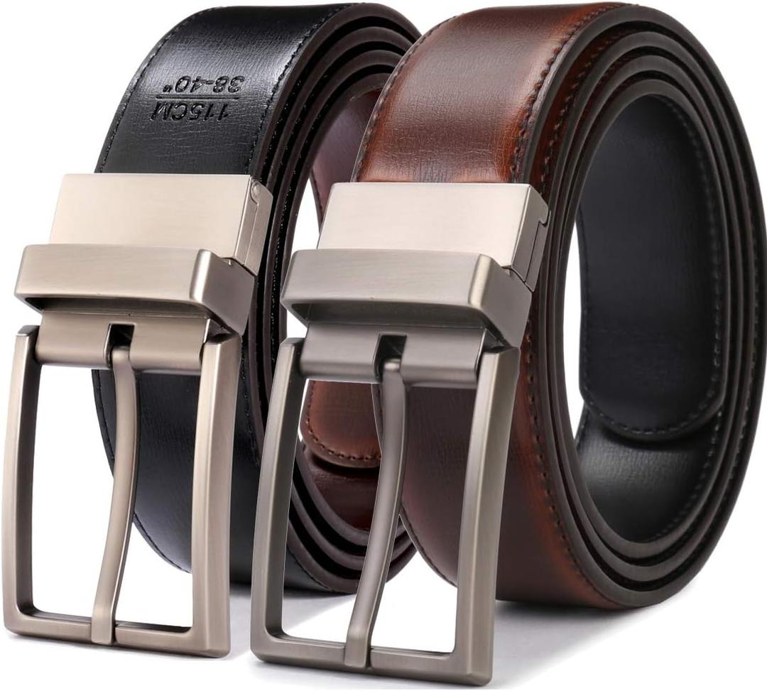 Men's Belt,Reversible Belt 1.25" For Gift Mens Casual Golf Dress pants shirts,One Reverse For 2 Sides (Black and Cognac Reversible) Size: Fit 28-30" waist