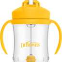 Dr. Brown's Milestones Baby's First Straw Cup, Training Cup with Weighted Straw, 9oz/270mL, Vintage Yellow, BPA Free, 6m+