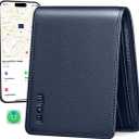 Mens Wallet Built-in Find My Real Time Tracker, 100% Genuine Leather RFID Blocking Classic Bifold Wallet for Men Upgrade Replacement for AirTag Wallet Credit Card Holder Smart Wallet for Men,  Black