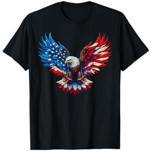 American Flag Bald Eagle Patriotic Eagle 4th of July USA T-Shirt Medium ,Black