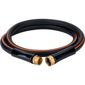 EASTRANS Short Garden Hose 15 ft x 5/8", Heavy Duty Black Orange Water Hose with 3/4" Solid Brass Connector, Flexible, Lightweight, Durable