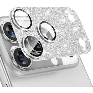 Tensea for iPhone 17 Pro Max Camera Lens Protector, Metal Aluminum Alloy Tempered Glass Cover Camera Screen Protector Accessories, Case Friendly (Silver Glitter)