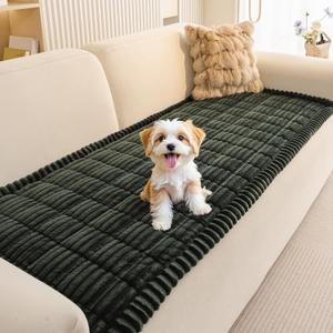 MEETSKY Green Couch Covers for 2 Cushion Sofa, Non Slip Sofa Cover for Dogs Washable, Soft Sofa Slipcovers Couch Protector Pet Friendly Dog Mat for Couches and Sofas, 27.6" x 70.9"