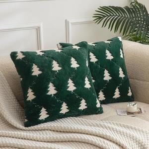 Floral Decorative Throw Pillow Covers for Farmhouse, Spring Pillow Covers for Sofa Couch Bed Room(Green & White Tree, 18"x18")