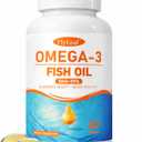 2 x Omega 3 Fish Oil Supplement - 308mg DHA & 154mg EPA, One Daily Burpless Softgel for Brain, Eye & Heart Health - Wild Caught, No Fishy Aftertaste - 60 Count, BBD:  10/03/29