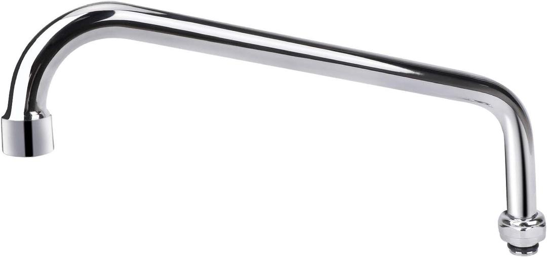 KWODE Swivel Swing Nozzle Spout 12 Inch Replacement Kit for Commercial Kitchen Sink Faucet Stainless Steel Add-on Spout Fits for 2 or 3 Bay Compartment Sinks, Chrome Finish (M25*1.25mm) (12 Inch)