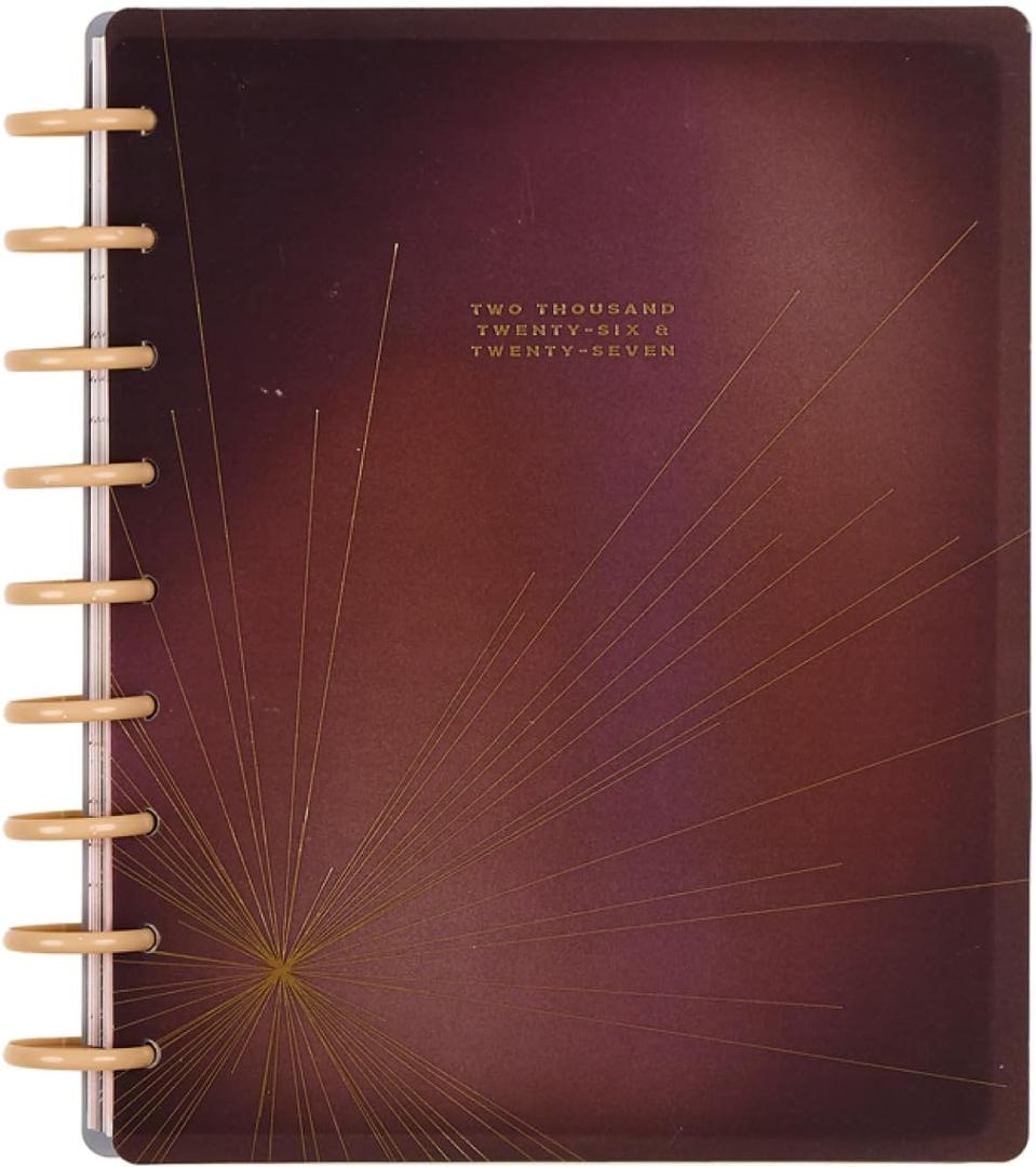 Happy Planner Disc Bound Planner July 2026June 2027, Includes 3 Extra Months and 2 Sticker Sheets, Classic Size, 7" x 9.25", Horizontal Layout, Gradient Glow
