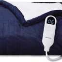 Bedsure Heated Blanket Throw Blanket - Fast Heating Electric Blanket, Soft Flannel Heated Throw with 4 Time Settings, 6 Heating Settings, Warm Gifts for Grandma Granpa (50x60 inches, Pageant Blue)