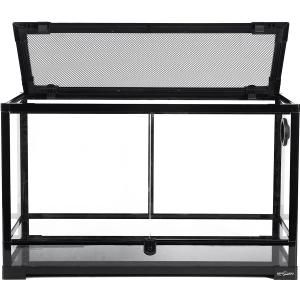 REPTI ZOO Tempered Glass Reptile Terrarium 30 Gallon, Wide Reptiles Tank 30" x 12"x 18" for Reptile Pets Bearded Dragon Gecko Lizard, Double Front Opening Doors Top Screen Ventilation