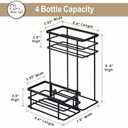 Coffee Syrup Organizer, 4 Bottle Capacity Syrup Stand, 2 Tier Syrup Rack for Coffee Bar Accessories with 4 Coffee Syrup Pump, Syrup Holder for Kitchen, Storage for Syrup, Wine, DressingBlack